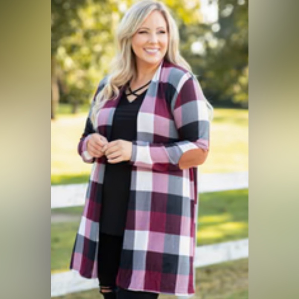 Chic Soul - Plaid Open Front Cardigan